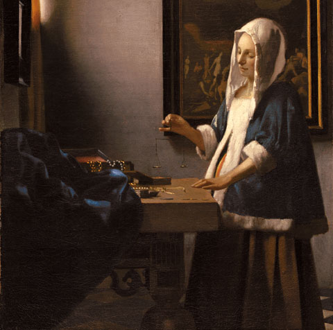 40 Johannes Vermeer Woman Holding a Balance